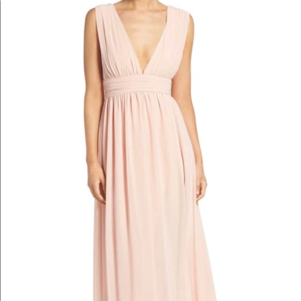 Lulus blush v neck front and back dress